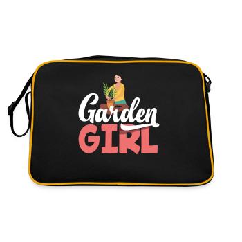 Gärtnerin Gärtner Garten Hobbygärtner Pflanzen - Retro Tasche - Schwarz/Gold - Hinten