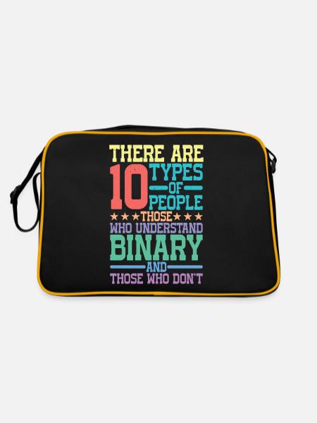 There Are 10 Types Of People, Binary Joke 11 - Retro Tasche - Schwarz/Gold - Hinten