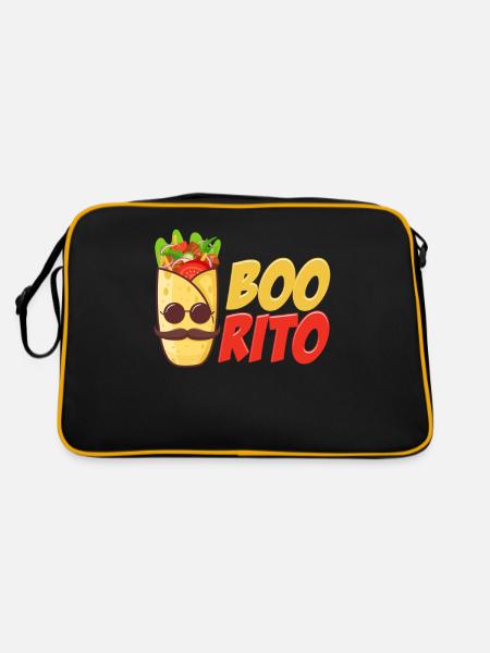 Boorito Burrito Puns Mexican Margarita - Retro Bag - black/gold - Back