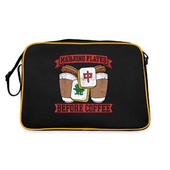 Mahjong Player Before Mahjong Game Coffee Lover - Retro Bag - black/gold - Back