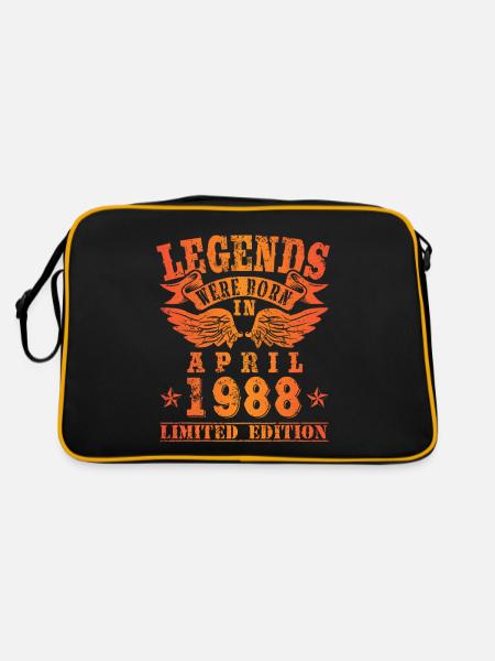 Legends were born in April 1988 Birthday - Retro Bag - black/gold - Back
