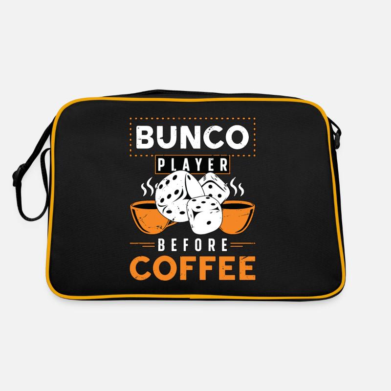 Bunco Player Before Coffee Game Night Coffee Lover Retro Tasche