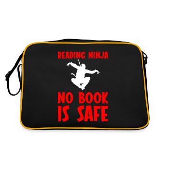 Reading Ninja, No Book Is Safe 4 - Retro Tasche - Schwarz/Gold - Hinten