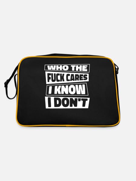 Schwarzer Humor Lustig I Dont Care - Retro Tasche - Schwarz/Gold - Hinten