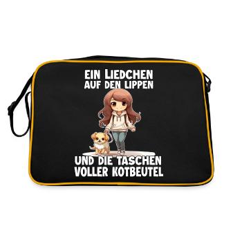 Cute Dog Owner Shirt in Anime Style Dogmom - Retro Bag - black/gold - Back