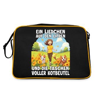 Funny dog owner t-shirt dog mom dogs - Retro Bag - black/gold - Back