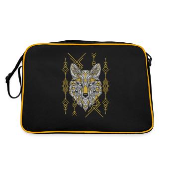 Wolf Abstrakt Geometrisch Polygon Wolf - Retro Tasche - Schwarz/Gold - Hinten