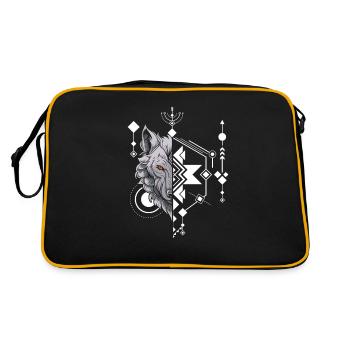 Wolf Abstrakt Polygon Geometrical Wolf - Retro Tasche - Schwarz/Gold - Hinten