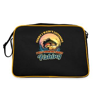 Fisher Fisherman hörte nicht zu und dachte darüber nach - Retro Tasche - Schwarz/Gold - Hinten
