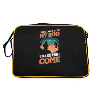 Fisher Fisherman Good With Rod Fish Come - Retro Tasche - Schwarz/Gold - Hinten