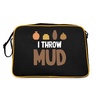 I Throw Mud Funny Ceramic Crafty Wheel - Retro Bag - black/gold - Back