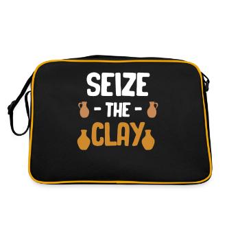 "seize The Clay" Funny pottery artwork "crafty - Retro Bag - black/gold - Back