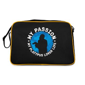 Platypus Lover My Passion My Platypus Animal Lover - Retro Tasche - Schwarz/Gold - Hinten