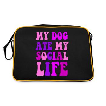 Mon chien a mangé ma vie sociale Chiens Propriétaires de chiens - Sac Retro - noir/or - Dos