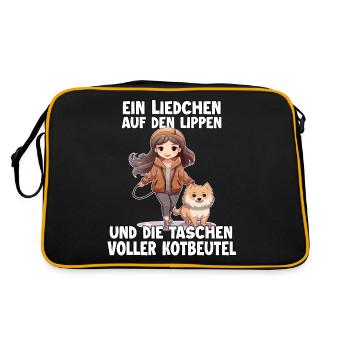 Cute dog mom t-shirt for female dog owners dogs - Retro Bag - black/gold - Back