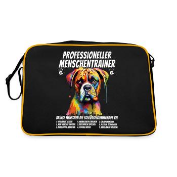 Professioneller Menschentrainer Boxer Hund Doggo - Retro Tasche - Schwarz/Gold - Hinten