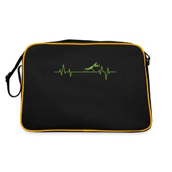 Praying mantis on a heartbeat line - Retro Bag - black/gold - Back