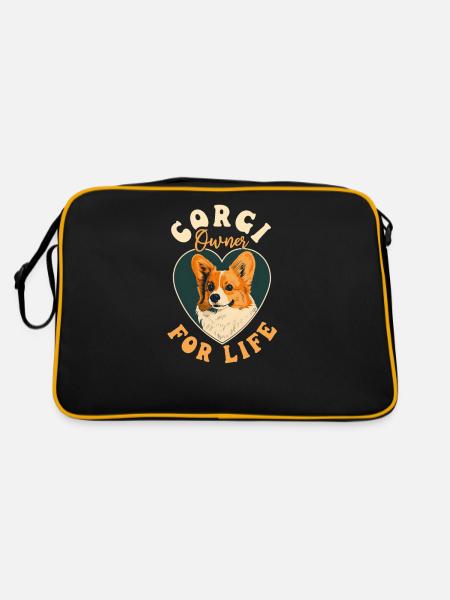 Corgi Mom Dad Corgi Owner For Life - Retro Bag - black/gold - Back