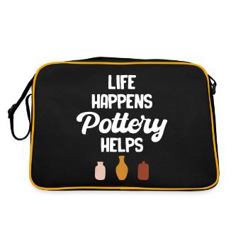Life Happens Pottery Help Crafty Wheel - Retro Bag - black/gold - Back