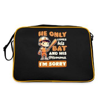 Baseball-Mutter Liebt Schläger Und Seine Mama - Retro Tasche - Schwarz/Gold - Hinten