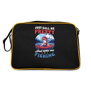 Fischer nennen mich hübsch, nehmen mich mit beim Angeln - Retro Tasche - Schwarz/Gold - Hinten
