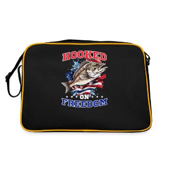 Fischer Süchtig Nach Angelflagge - Retro Tasche - Schwarz/Gold - Hinten