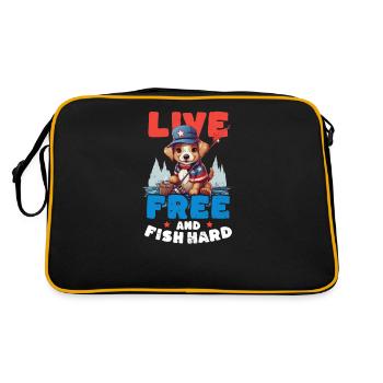 Fisherman Live Free And Fish Hard - Retro Bag - black/gold - Back