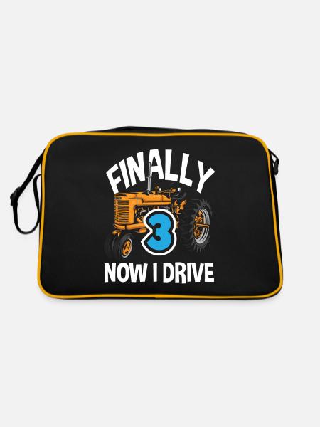 3ème anniversaire tracteur 3 ans anniversaire chemise - Sac Retro - noir/or - Dos