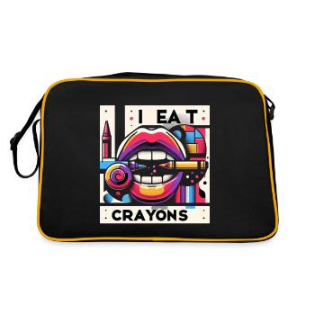 I Eat Crayons 19 - Retro Tasche - Schwarz/Gold - Hinten