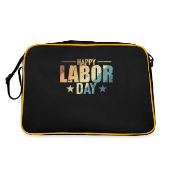 Happy Labor Day USA - Retro Tasche - Schwarz/Gold - Hinten