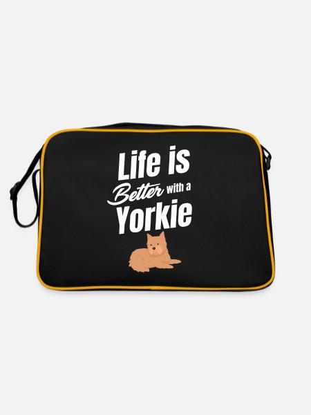 Mit Dem Yorkie Weimaraner Pomeranian Retriever - Retro Tasche - Schwarz/Gold - Hinten