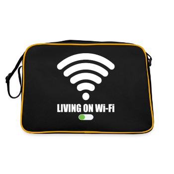 Living On Wi-Fi Wifi Wifi Saying Internet Signal - Retro Bag - black/gold - Back