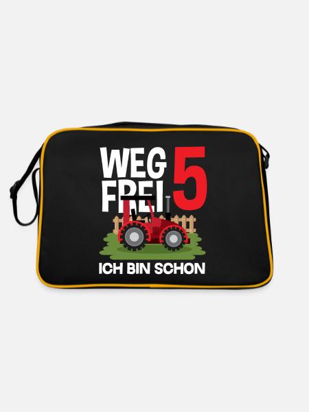 5th Birthday Tractor 5 Years Birthday Shirt - Retro Bag - black/gold - Back
