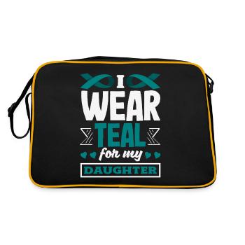 Teal Ribbon PTSD Stress Anxiety Disorder - Retro Bag - black/gold - Back