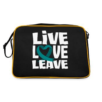 Teal Ribbon PTSD Stress Anxiety Disorder - Retro Bag - black/gold - Back