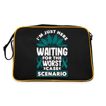 Teal Ribbon PTSD Stress Anxiety Disorder - Retro Bag - black/gold - Back