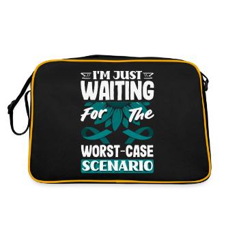 Teal Ribbon PTSD Stress Anxiety Disorder - Retro Bag - black/gold - Back