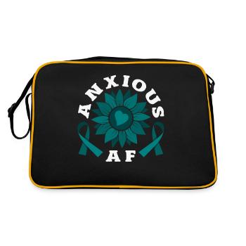 Teal Ribbon PTSD Stress Anxiety Disorder - Retro Bag - black/gold - Back