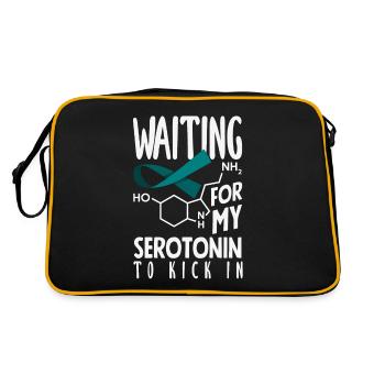 Teal Ribbon PTSD Stress Anxiety Disorder - Retro Bag - black/gold - Back