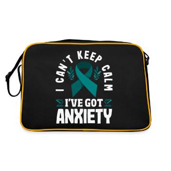 Teal Ribbon PTSD Stress Anxiety Disorder - Retro Bag - black/gold - Back