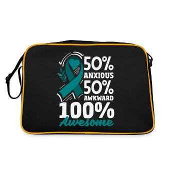 Teal Ribbon PTSD Stress Anxiety Disorder - Retro Bag - black/gold - Back