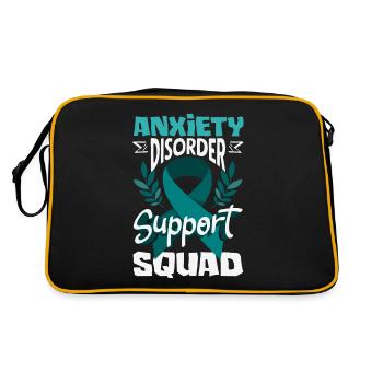 Teal Ribbon PTSD Stress Anxiety Disorder - Retro Bag - black/gold - Back