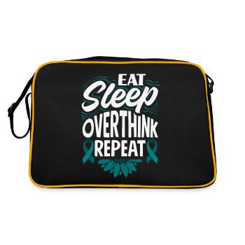 Teal Ribbon PTSD Stress Anxiety Disorder - Retro Bag - black/gold - Back