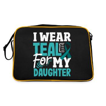 Teal Ribbon PTSD Stress Anxiety Disorder - Retro Bag - black/gold - Back