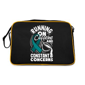 Teal Ribbon PTSD Stress Anxiety Disorder - Retro Bag - black/gold - Back