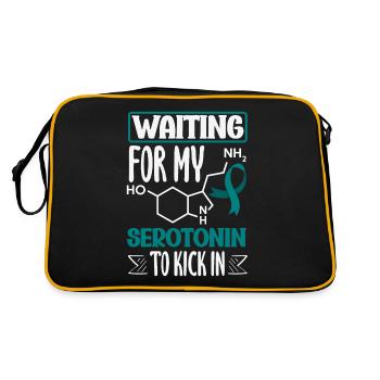 Teal Ribbon PTSD Stress Anxiety Disorder - Retro Bag - black/gold - Back