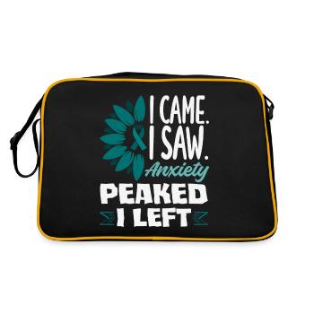 Teal Ribbon PTSD Stress Anxiety Disorder - Retro Bag - black/gold - Back