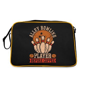 Alley Bowling Player Before Ninepins Coffee Lover - Retro Tasche - Schwarz/Gold - Hinten