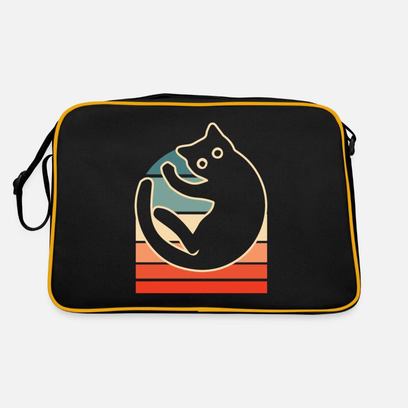 Katze - Retro Tasche - Schwarz/Gold