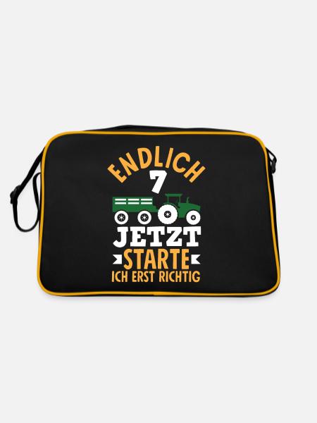 7e anniversaire tracteur 7 ans chemise d’anniversaire - Sac Retro - noir/or - Dos